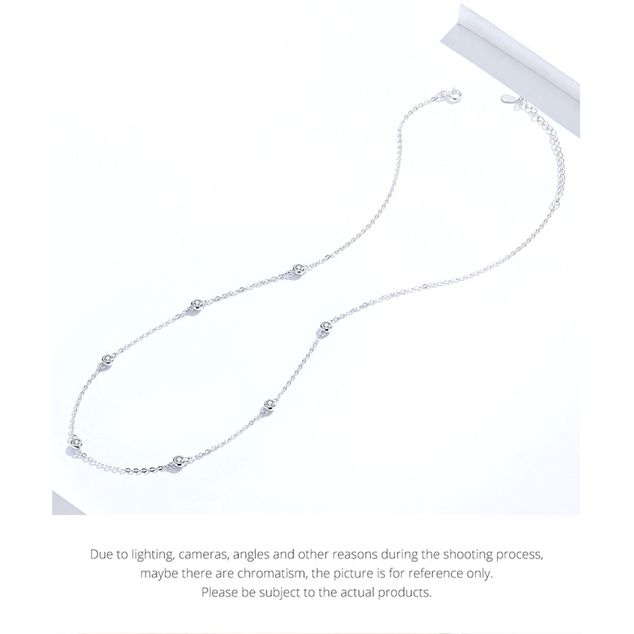 Dây chuyền Bamoer Sc393 bạc 925 kiểu giọt nước đính đá thời trang cho nữ