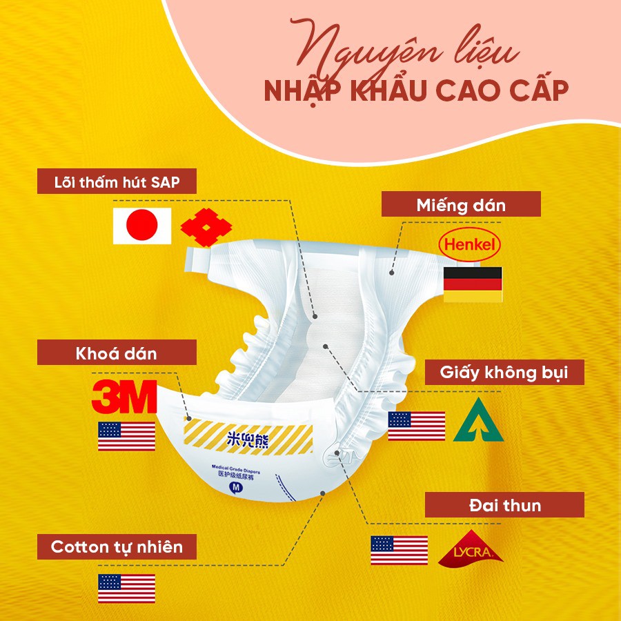 [Bb123] ( MUA 1 BỊCH TẶNG HỘP 2 KHĂN SỢI TRE) BỈM QUẦN/ DÁN MIDDAY BEAR S74/M62/L58/XL54/XXL50