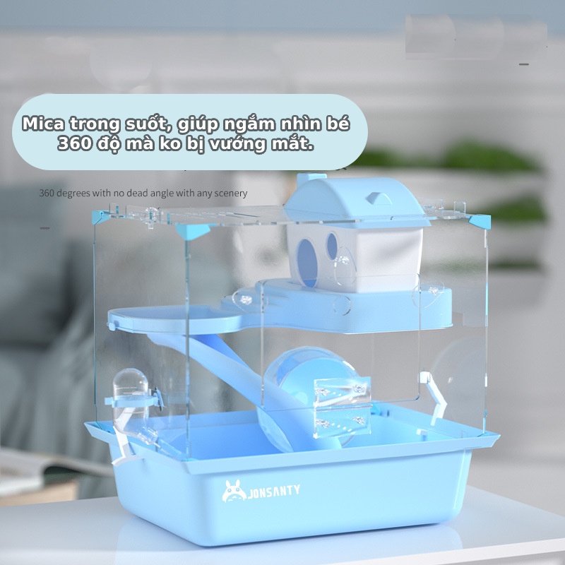 Lồng hamster đủ phụ kiện bằng mica trong suốt (Mẫu mới 2022)