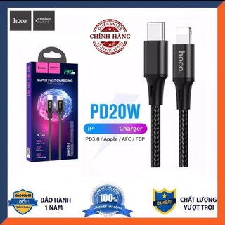 Cáp Sạc Nhanh IpHoco X14 PD 20W Type-C to-Dây Sạc IPQuick Charger 3.0 Dây Dù Chống Đứt,Gãy Dài 1M/2M