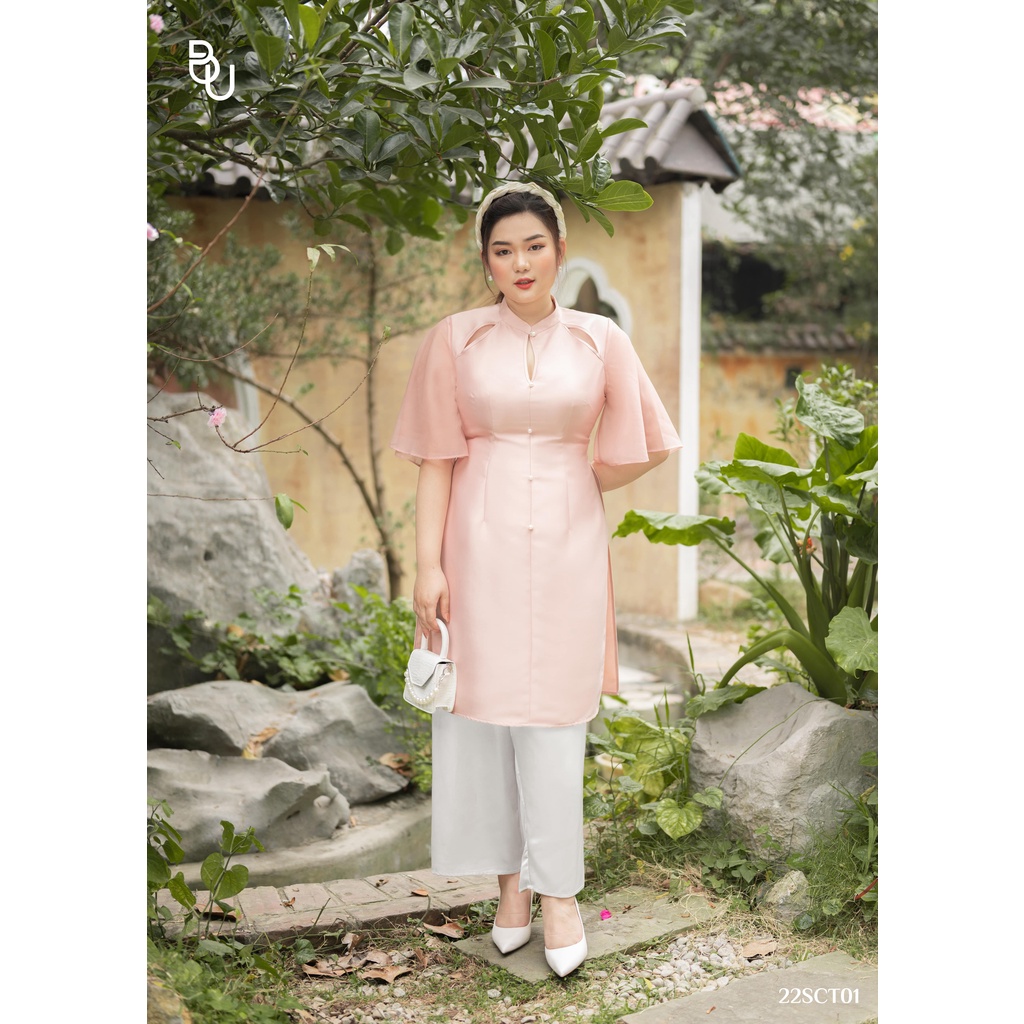 Áo dài khoét cánh hoa vải Tafta BIGSIZE  - 22SCT01 -