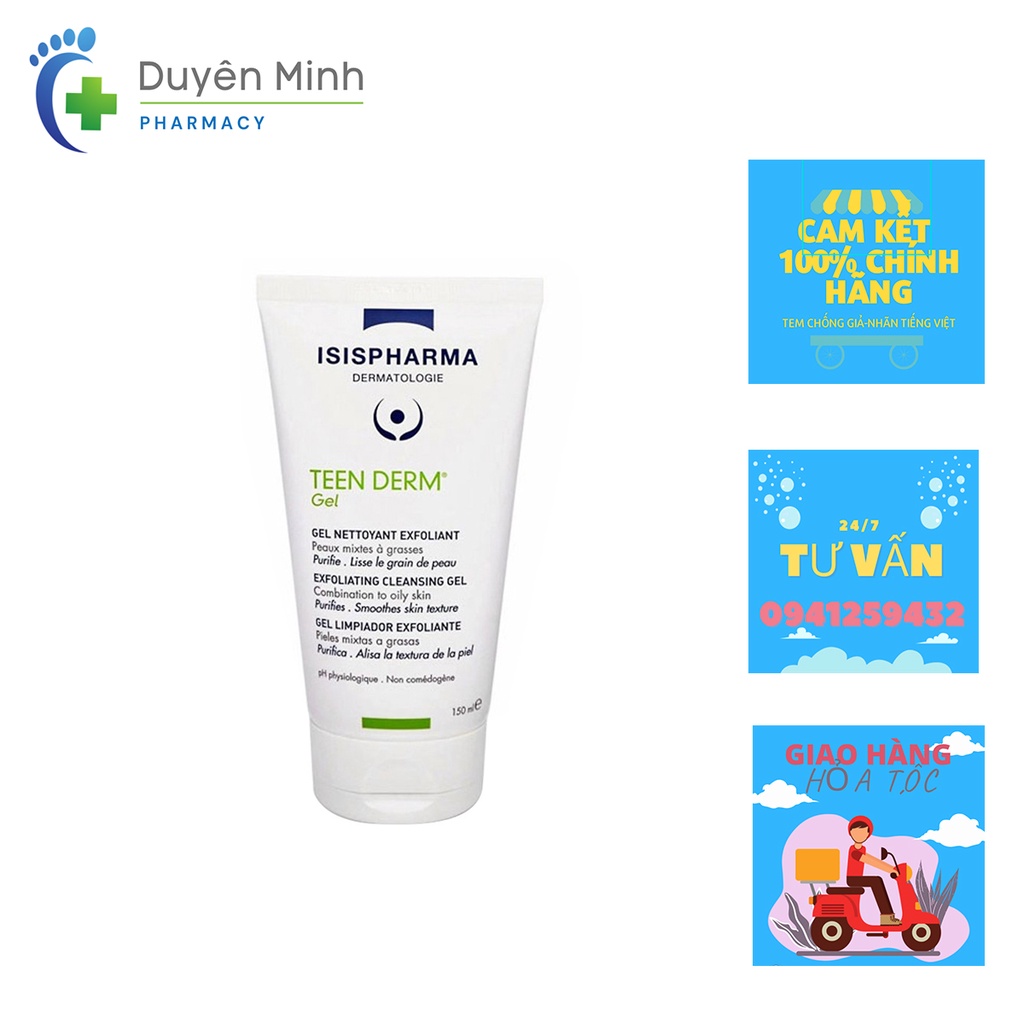 SỮA RỬA MẶT VÀ NGĂN NGỪA MỤN ISIS PHARMA TEEN DERM GEL PHÁP 150ml