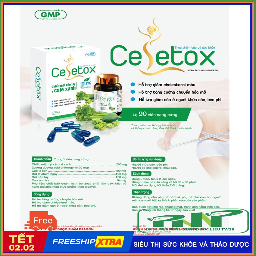 Viên Uống Thảo dược CELETOX GIẢM CÂN, GIẢM MỠ -CHIẾT XUẤT CẦN TÂY -Siêu thị sức khỏe