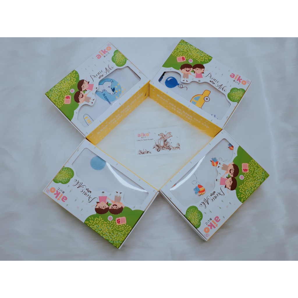 Set 10 khăn sữa xuất Nhật Aiko in hình cao cấp