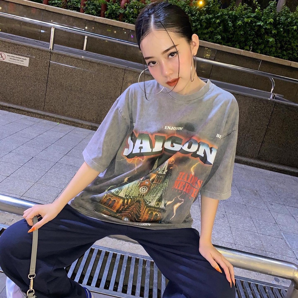 Áo thun trơn tay lỡ HADES SAI GON phông Unisex form rộng oversize Ulzzang - Gin Store