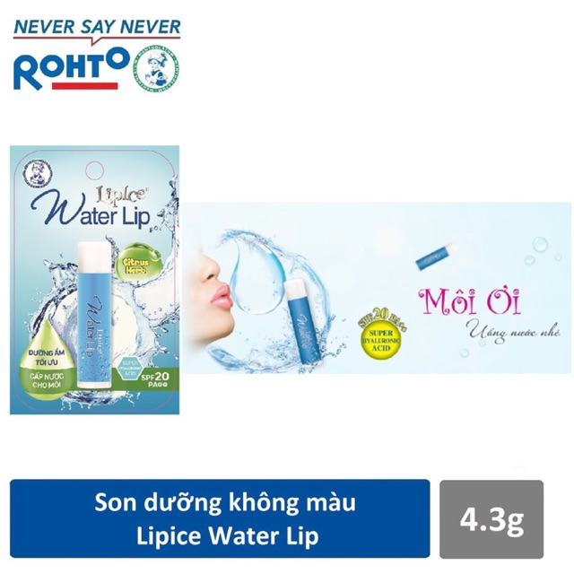 Son dưỡng không màu Water lip 4.3g đủ mùi hương: không hương và chanh thảo mộc