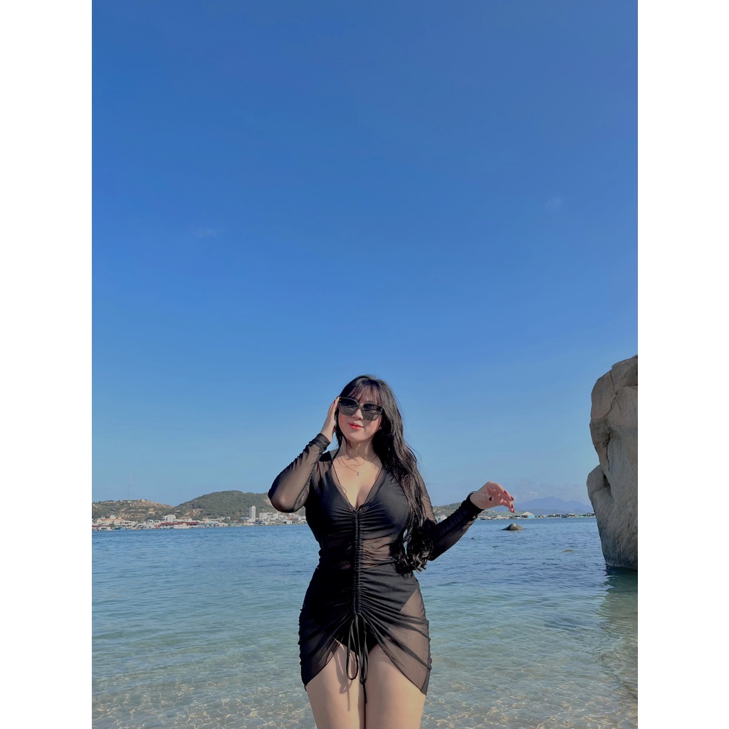 Set 3 món Bikini 2 mảnh phối áo lưới rút eo siêu sang chảnh 🍎🍎🍎
