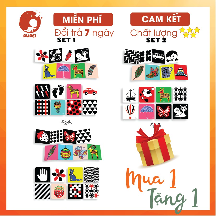 Bộ thẻ zigzag đen trắng 🎁 KÈM QUÀ TẶNG 🎁 kích thích thị giác cho bé sơ sinh