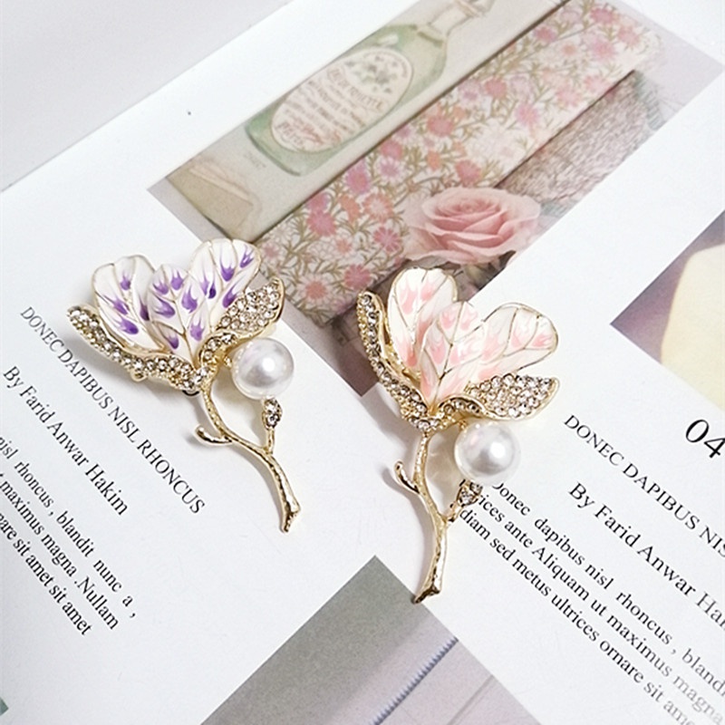 Ghim cài áo hình hoa tulip hoa hồng phong cách đáng yêu sang trọng