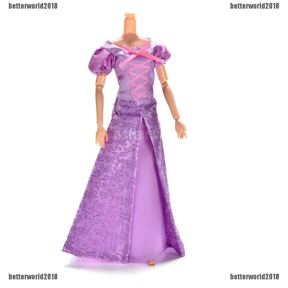 Đầm cưới công chúa màu tím xinh xắn cho búp bê barbie 23cm/ 9.06"