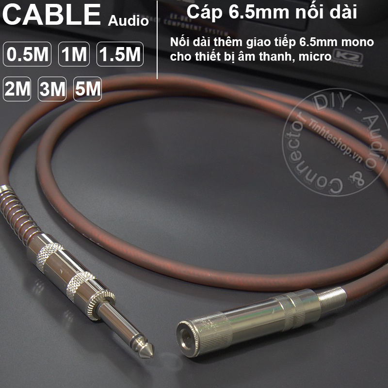 Dây 6.5mm mono nối dài DIY 0.5M đến 5M - 6.35mm mono male to 6.5mm female cable