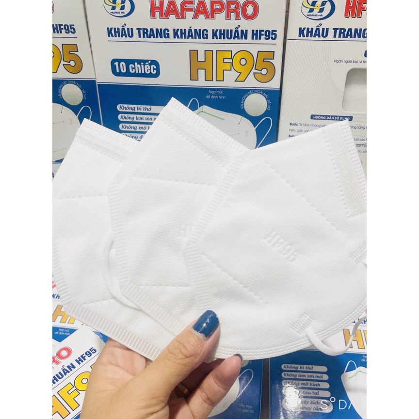 1 hộp 10 CÁI Khẩu Trang 3D_HAFAPRO HF95 màu TRẮNG & XÁM  chính hãng_4 lớp chống bụi mịn PM2.5 bảo vệ sức khỏe