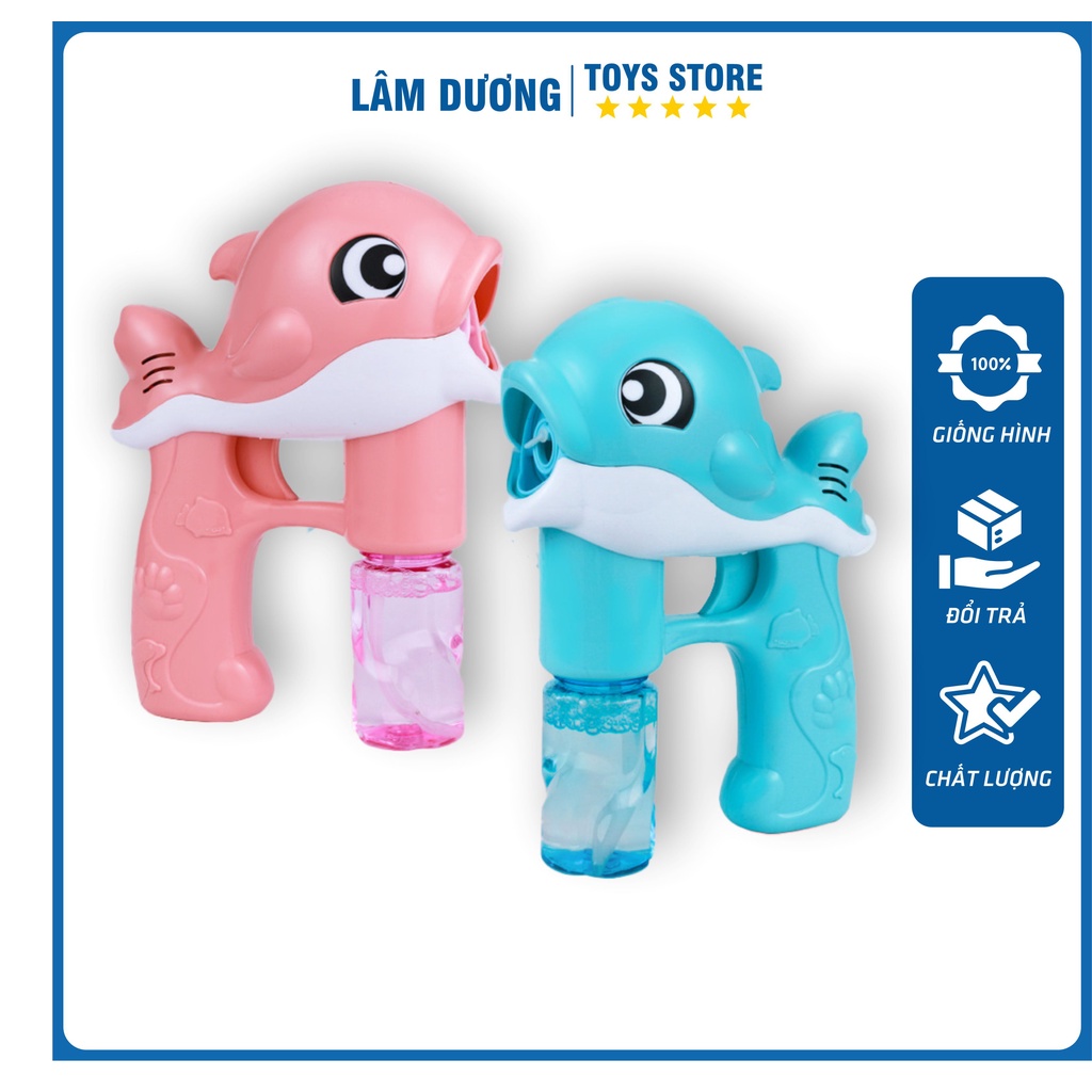 Cá heo thổi bong bóng ❤️CÓ ĐÈN - CÓ NHẠC❤️ Súng đồ chơi bắn bong bóng xà phòng hình cá heo có đèn cho bé