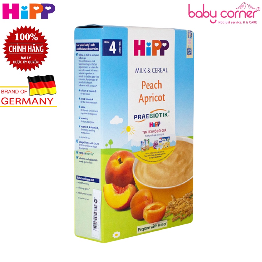 [Combo 3 Hộp] Bột Ăn Dặm HiPP Organic Peach Apricot vị Đào Mơ Tây Cho Bé 250g