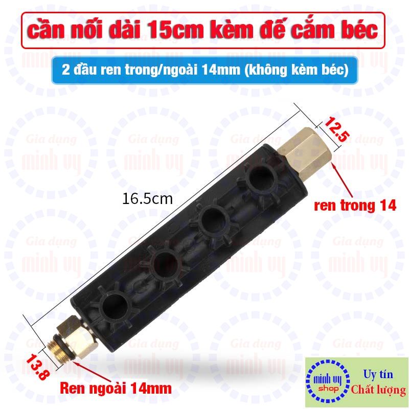 Cần nối dài sung xịt cao áp 15cm kèm đế cắm 4 béc phun 1/4in đầu nối nhanh