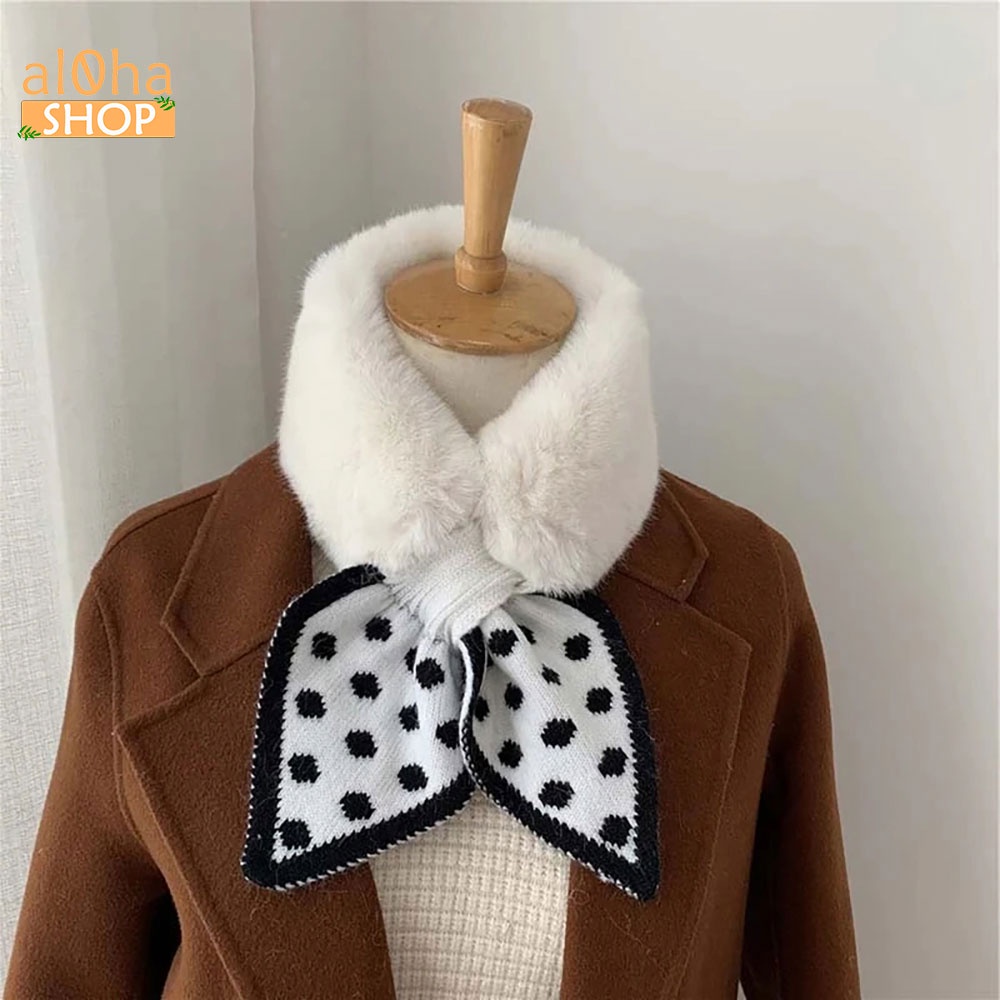 Khăn Quàng Cổ Lông Thỏ hình nơ dày dặn giữ ấm mềm mịn, dễ thương - al0ha Shop