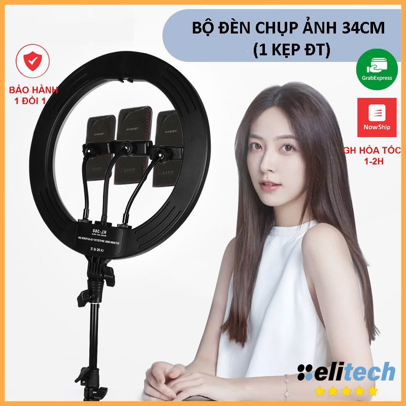 Bộ Đèn Livestream Cao Cấp đường kính 34cm, Đèn Trang Điểm Make Up, Chụp Ảnh Studio, Phun Săm chính hãng Kairui