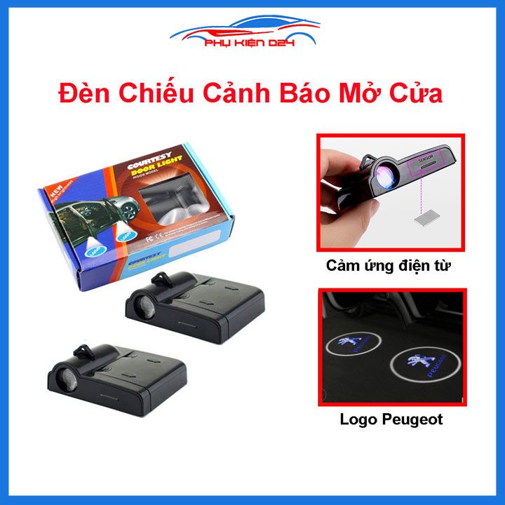 Bộ 2 đèn cảnh báo mở cửa ô tô logo Peugeot tránh va chạm sự cố