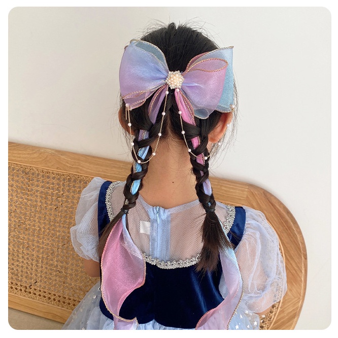 Kẹp Tóc Đính Nơ Dài Nhiều Màu Sắc Dành Cho Bé Gái