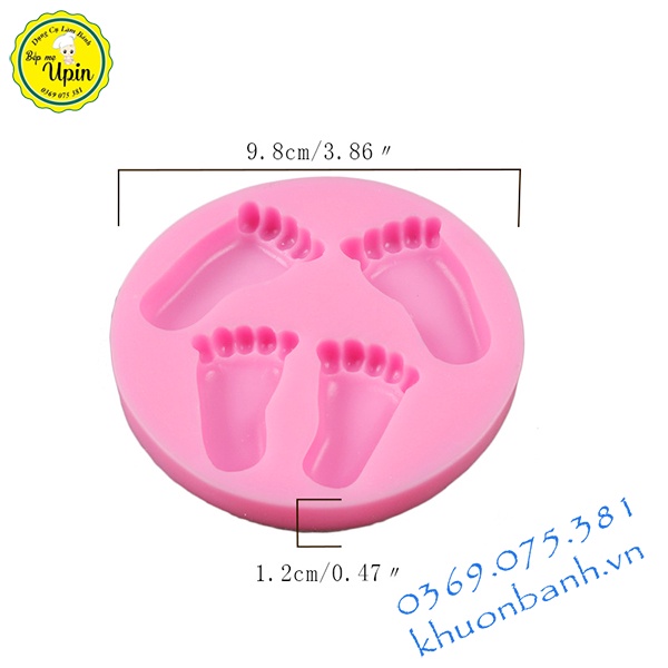 Khuôn silicon 2 đôi bàn chân làm bánh mừng thôi nôi cho bé