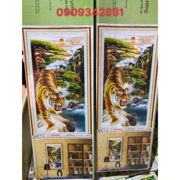 Tranh đính đá Mãnh hổ khí tượng   mẫu mới. dream valley 50*90 cm -D9801 ( chưa đính)