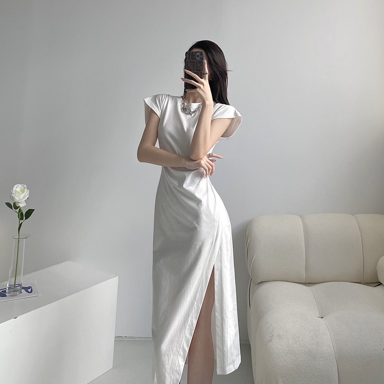 Đầm Perty dài quá gối ôm dáng phối xẻ tà kiểu Hàn Quốc dễ thương cho nữ