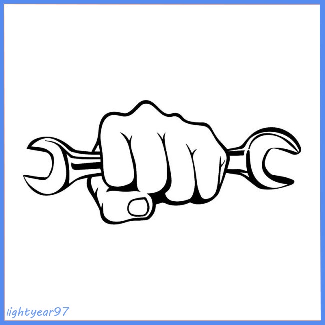 Sticker Vinyl Hình Cờ Lê Vui Nhộn 17.7 * 7.9CM Trang Trí Xe Hơi Xe Máy