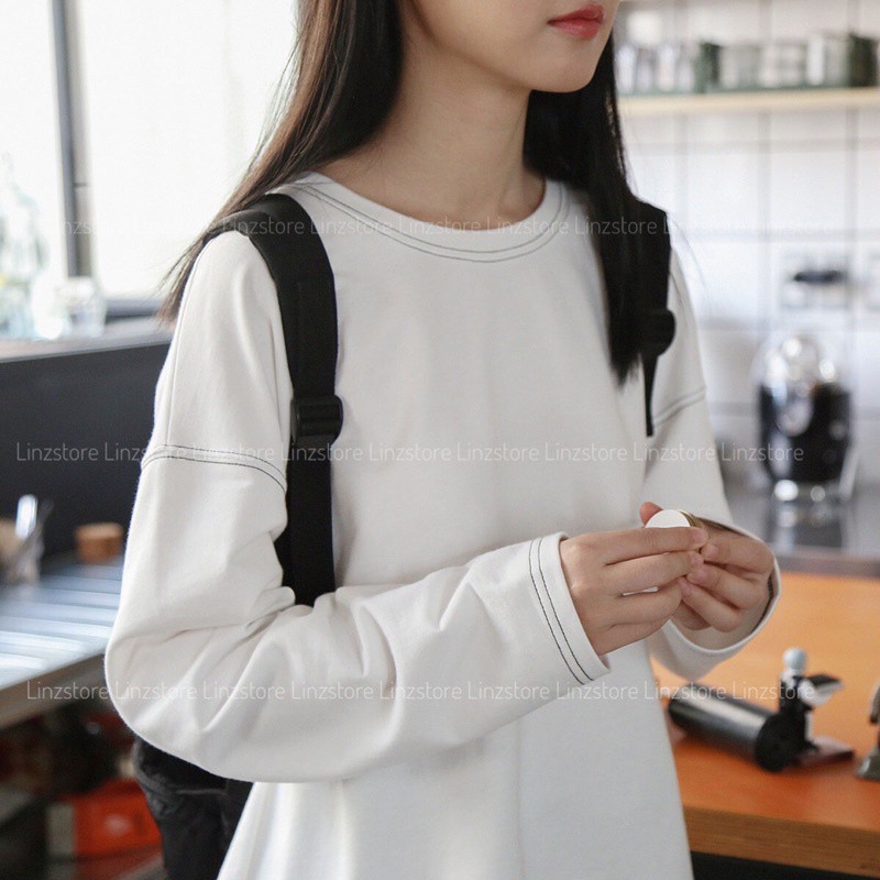Áo thun tay dài nữ form rộng cổ tròn chỉ nổi sweater Ulzzang - VENUS