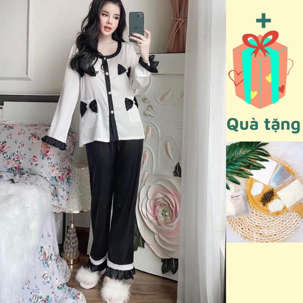 |Tặng Set Trà Sữa| Đồ Bộ Lụa Pijama Mặc Nhà Tay Dài Quần Dài Cực Xinh | BigBuy360 - bigbuy360.vn
