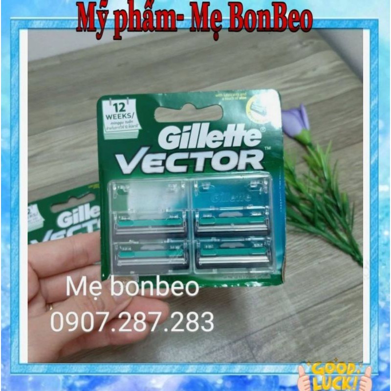 (Chính hãng) Dao cạo râu Gillette Vector 2 lưỡi vỉ 4 cái