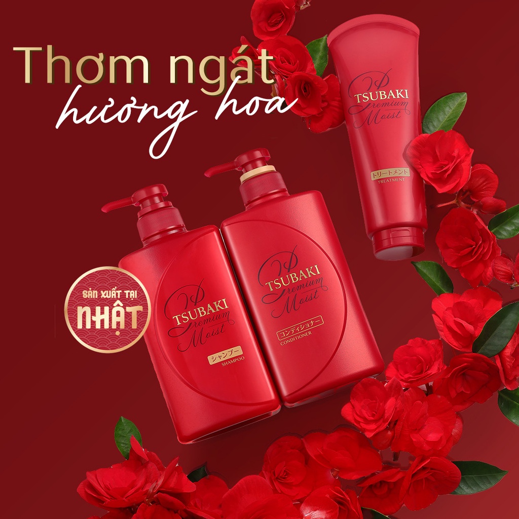 Dầu Gội/Dầu Xả Nhật Bản Tsubaki Dưỡng Tóc Bóng Mượt 490ML