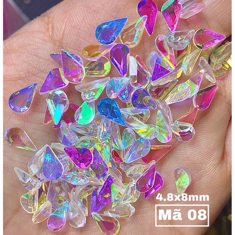Sét đá khối pha lê chân bằng 100viên cực sáng trang trí móng.