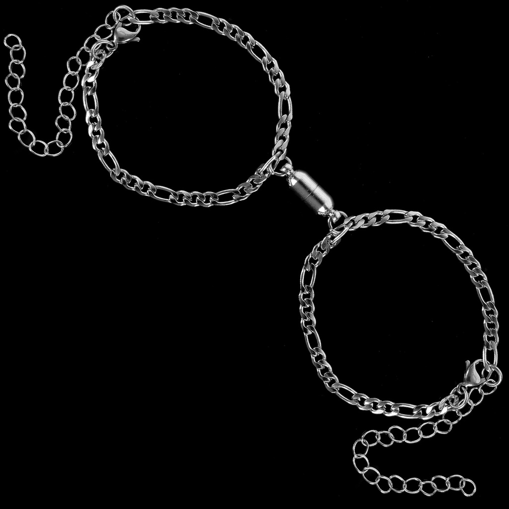 1 Cặp Vòng Tay Thép Không Gỉ Có Thể Điều Chỉnh Kích Thước