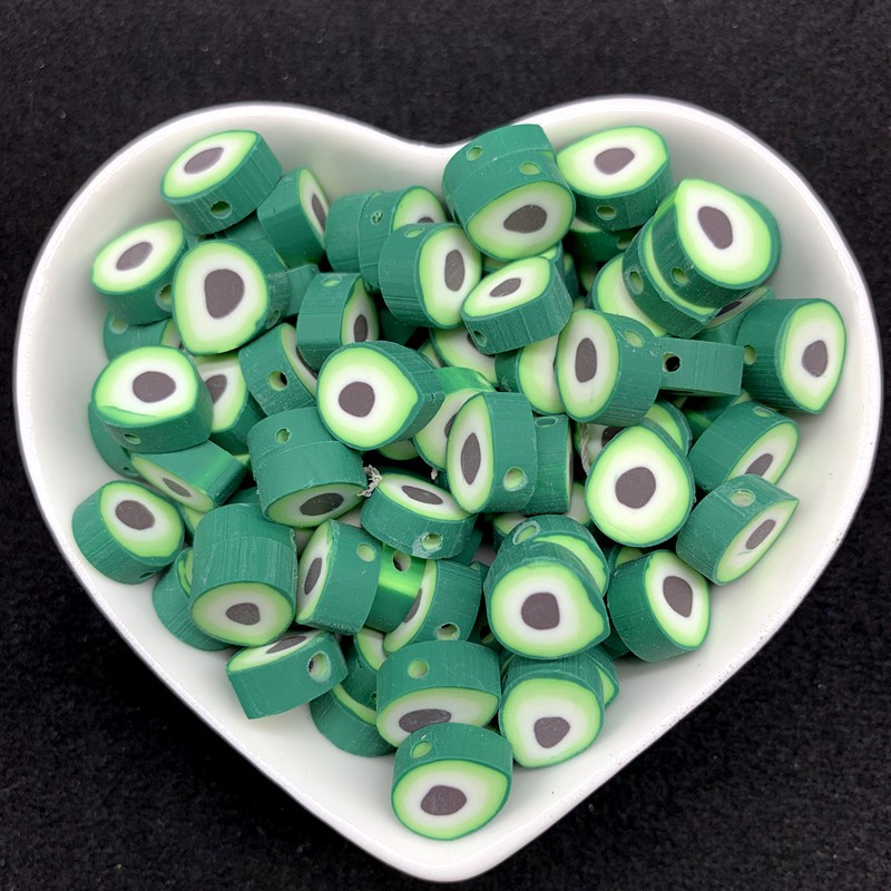 Set 30 hạt xỏ vòng tay bằng đất sét Polyme không đều hình trái cây 10mm