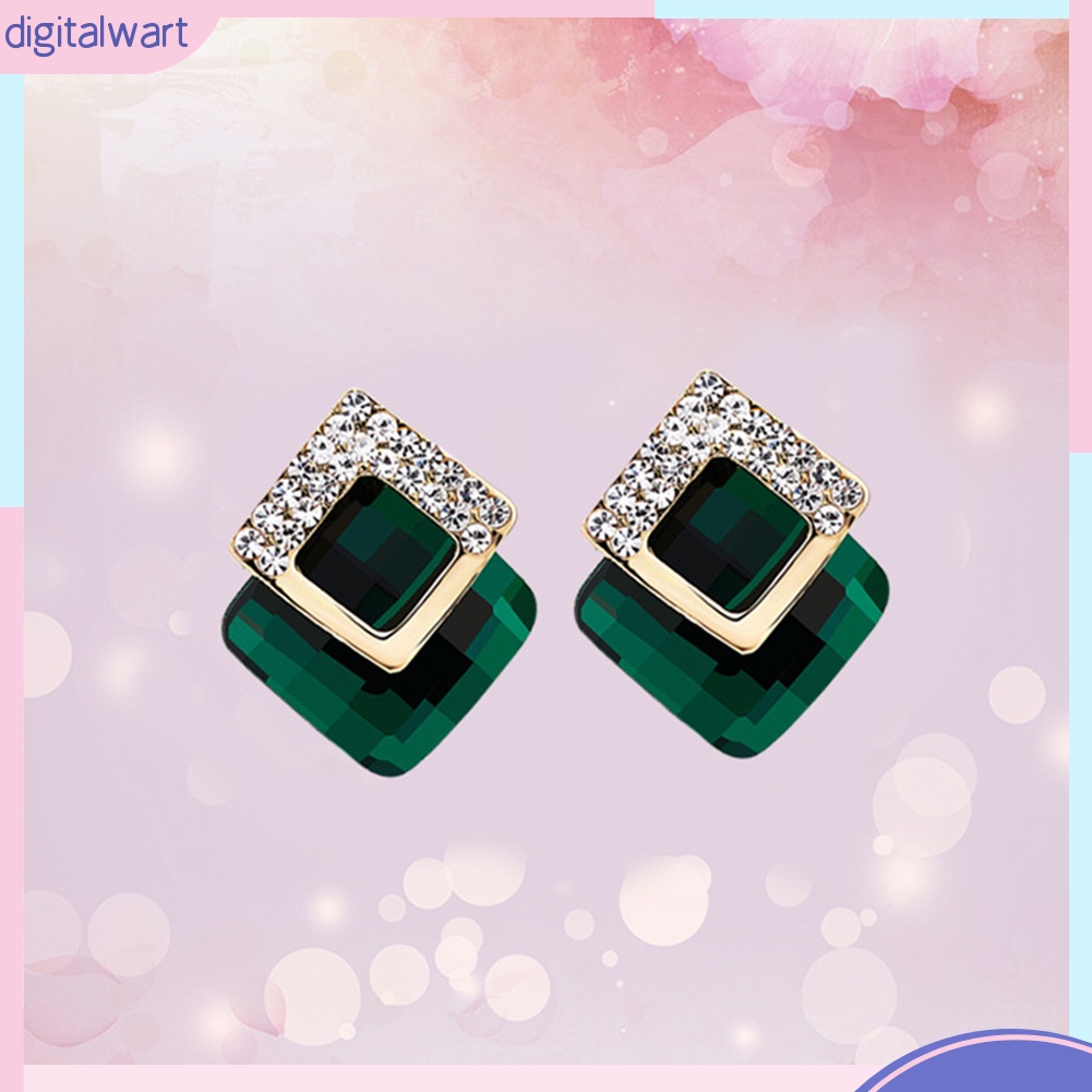 Khuyên tai hình vuông đính đá thời trang sành điệu cho nữ