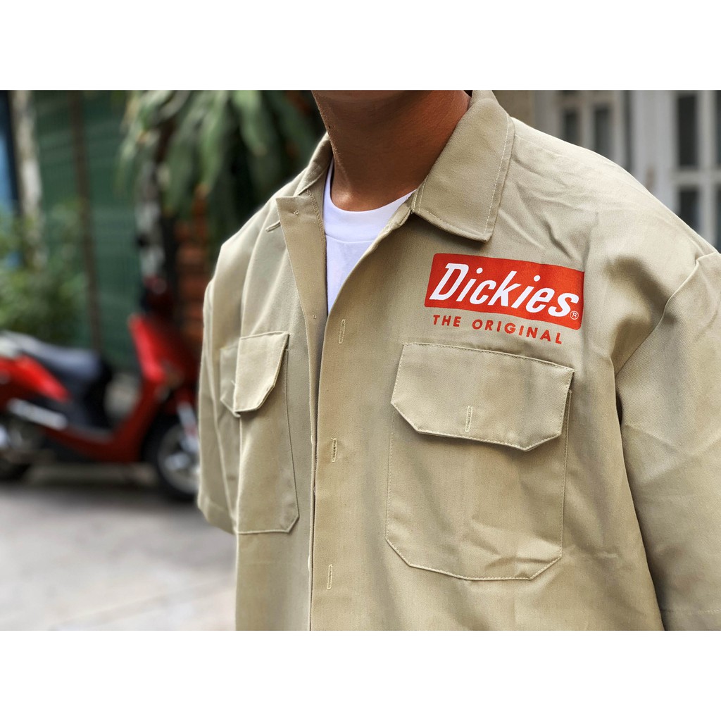 Áo sơ mi kaki nam Dickies tay ngắn túi ngực in chữ chính hãng - Helistore