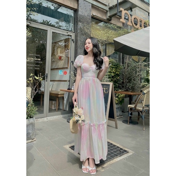 Sẵn đầm maxi đi biển loang phồng dáng dài tiểu thư tùng xoè siêu rộng tha hồ sống ảo chụp hình cực chất chill