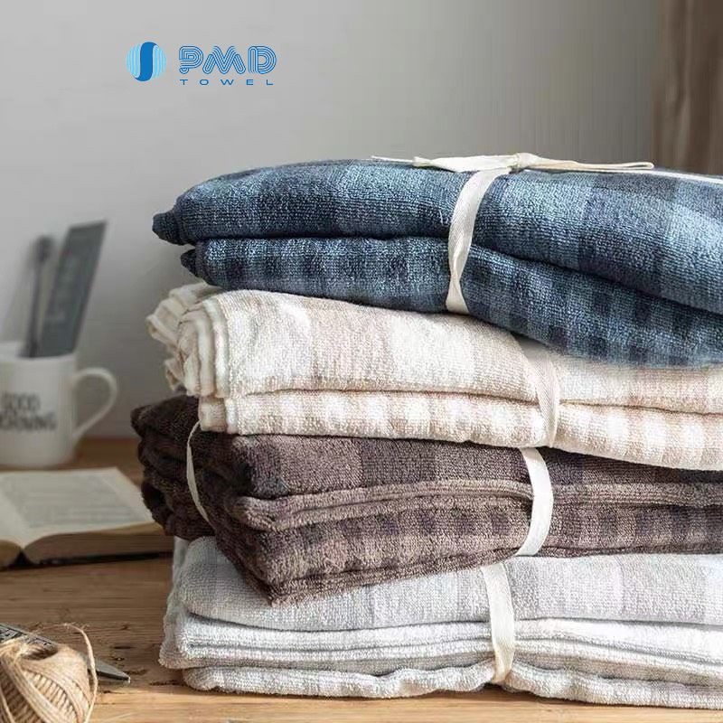 khăn tắm Muji xuất Nhật cao cấp kẻ sọc 100% cotton thấm hút tốt, mềm mịn