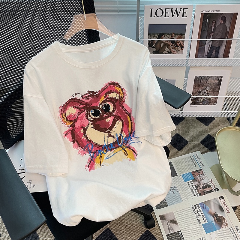 NRVP Áo thun tay ngắn cổ tròn 100% cotton thời trang phong cách Hàn Quốc cho nữ