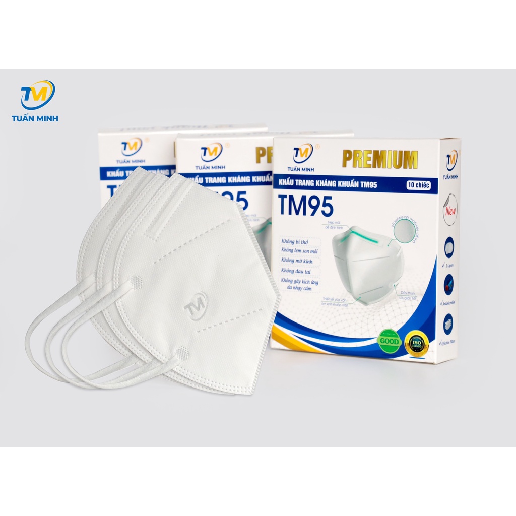 Hộp 10 Cái Khẩu Trang N95 Không Van - Khẩu Trang Y Tế 5 Lớp - N95 Kháng Khuẩn chống bụi mịn