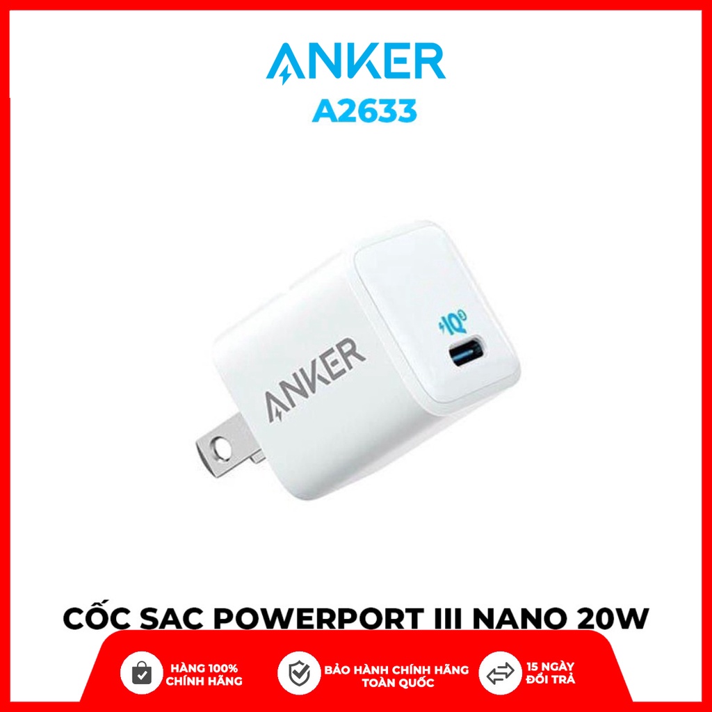 Cốc sạc nhanh Anker PowerPort III Nano USB-C Power Delivery - A2633