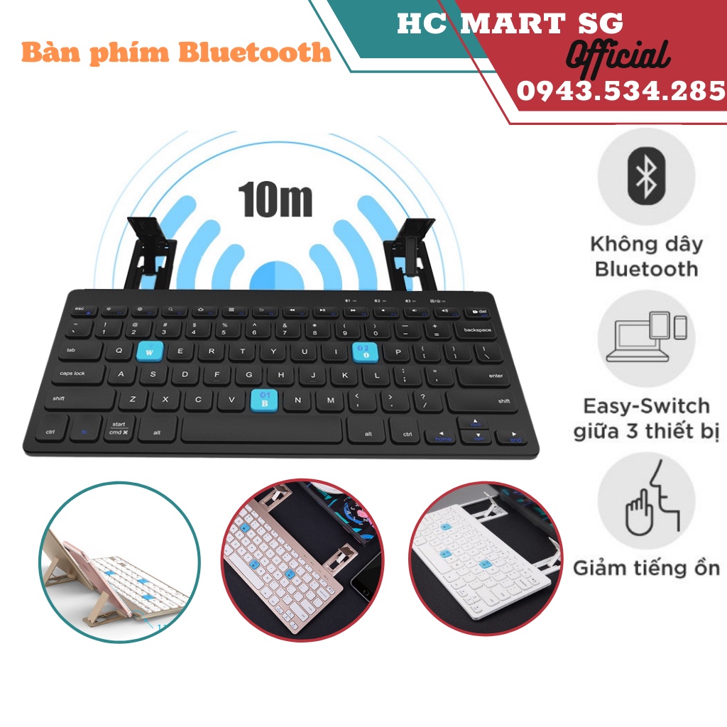 Bàn phím bluetooth KAW HB191A ký tự được khắc rõ nét, có độ bền cao, biến điện thoại thành máy tính chuyên nghiệp, SALE