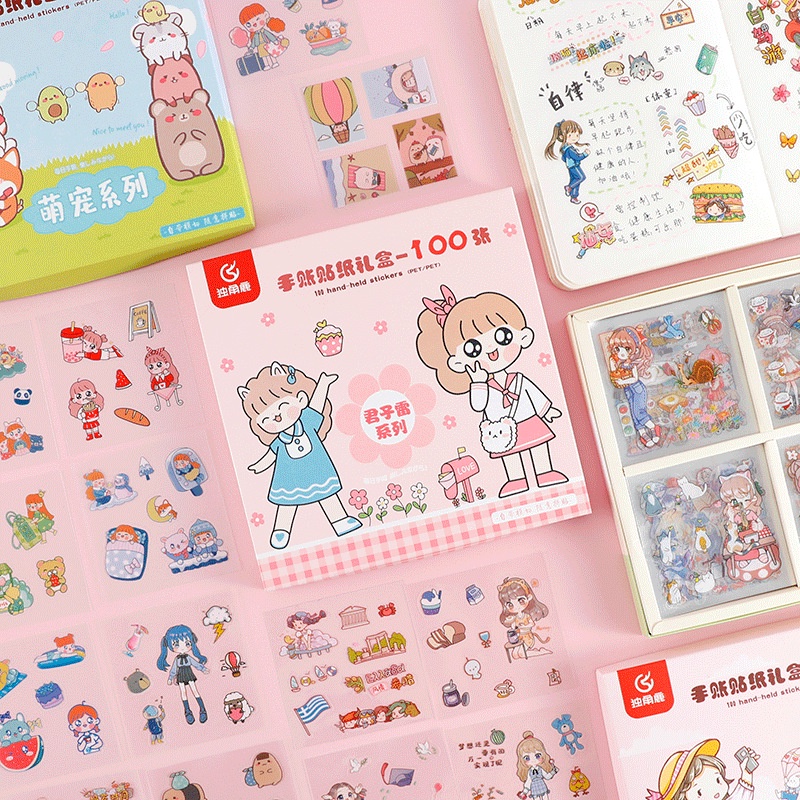 Hộp 100 tấm sticker Full hình cô gái xinh xắn