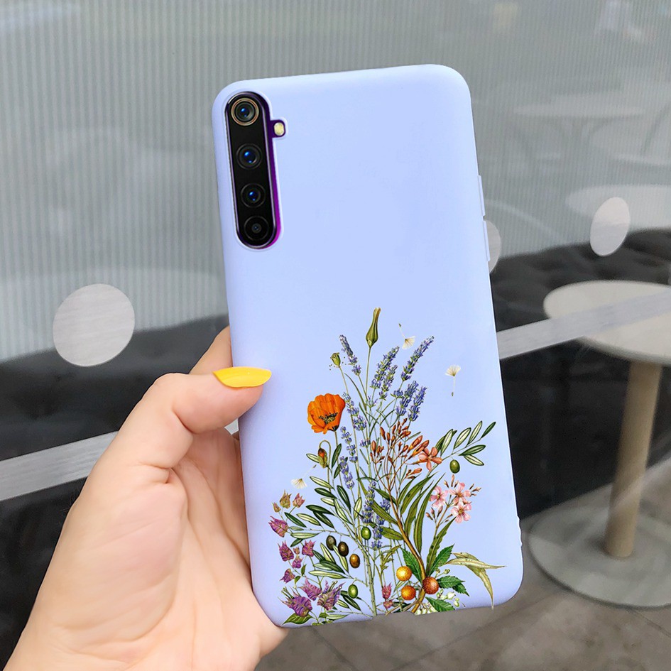 Ốp điện thoại TPU dẻo in hoa & lông vũ đáng yêu cho Oppo Realme 6 6 Pro 6i 5i 5s 5 3 7 Pro Rmx2001