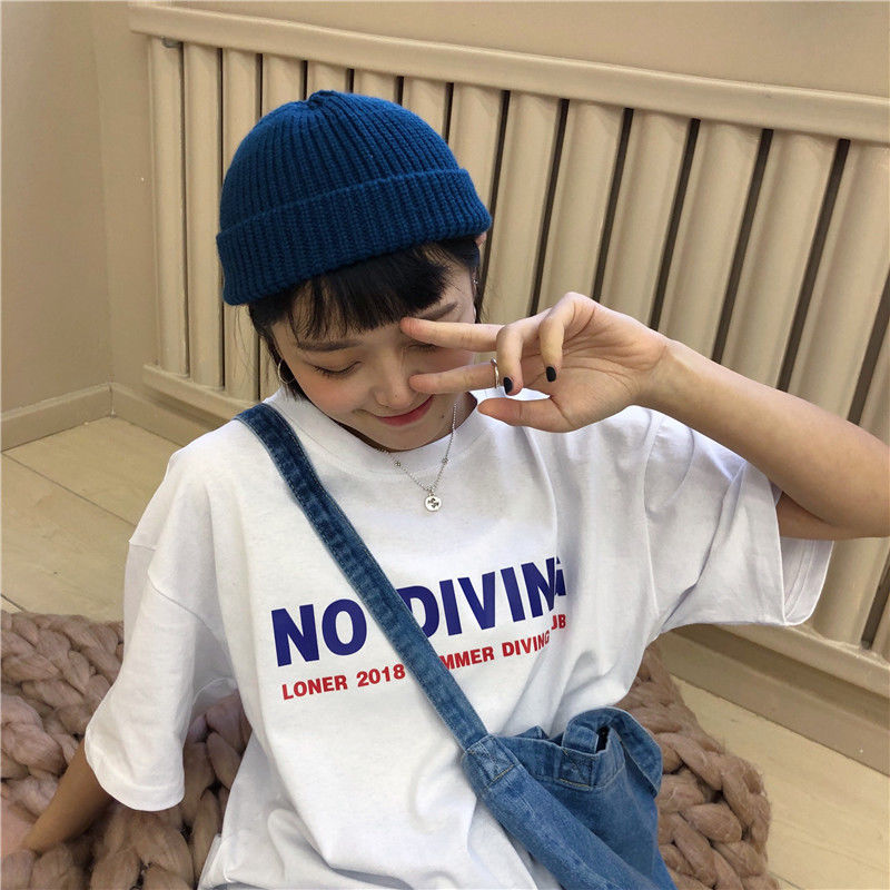 Áo thun rộng rãi tay ngắn phong cách Ins Hàn Quốc