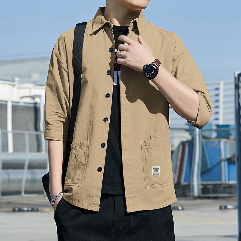 Áo sơ mi nam kaki TFUN mã TT71.0-Q, Áo sơ mi nam tay lỡ chất liệu kaki đẹp mặc mùa thu đông phong cách thể thao đẹp