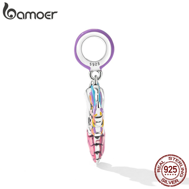 Mặt vòng cổ BAMOER bằng bạc 925 hình cá ngựa hoạt họa