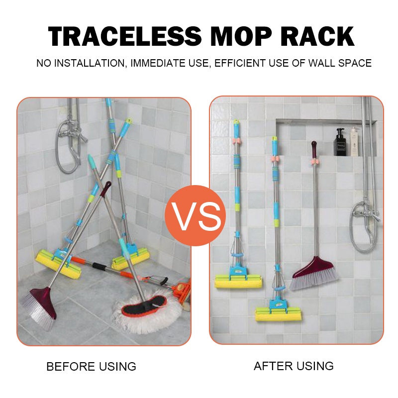 1 cái Cây lau Giá đỡ chổi treo tường Giá treo cây lau nhà Giá để đồ gia dụng Móc treo cây lau Giá đỡ nhà bếp Phòng tắm tổ chức