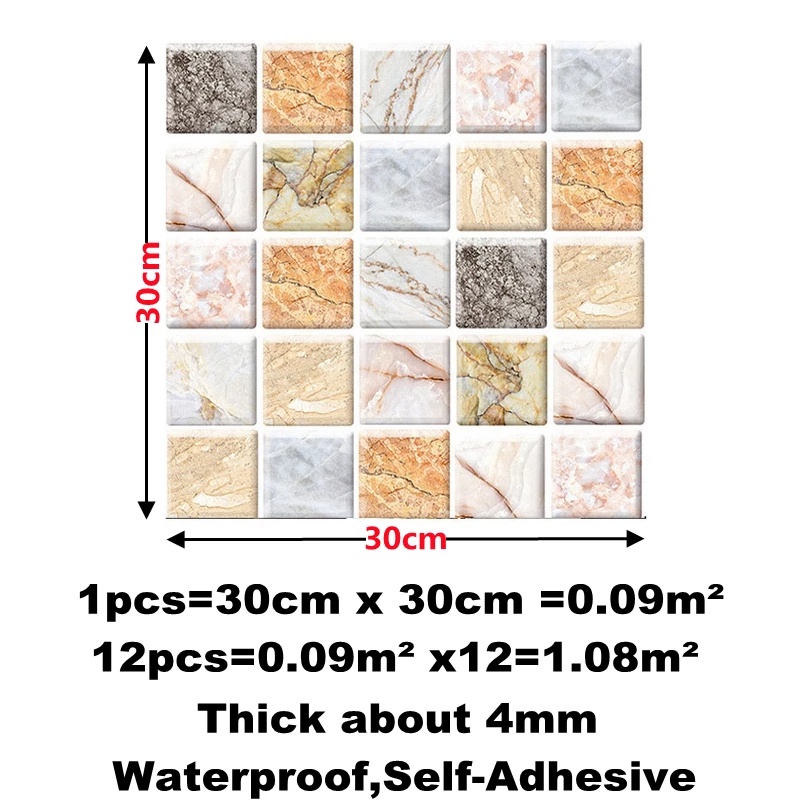 Miếng dán tường giả gạch ngói 3D Mosaic trang trí nhà cửa tiện dụng