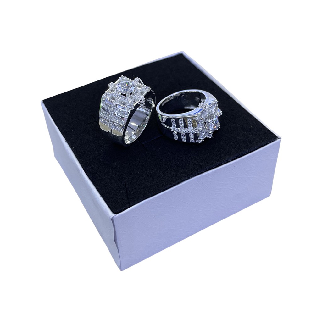 Nhẫn Bạc Ý Mạ vàng Trắng, Phối Đá Mỹ Series 668 - Silver Platin Ring + Cubiz Stone 668 JL
